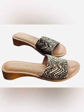 New Anthropologie Matisse Havana Zebra Ponyhair Leather Slide Sandals Size 6